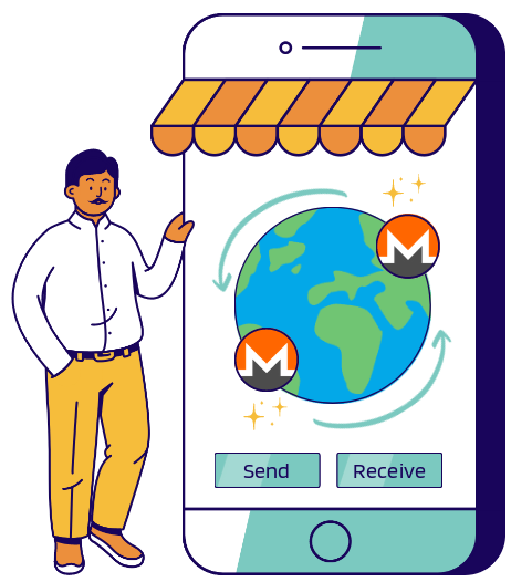 Man with mobile wallet